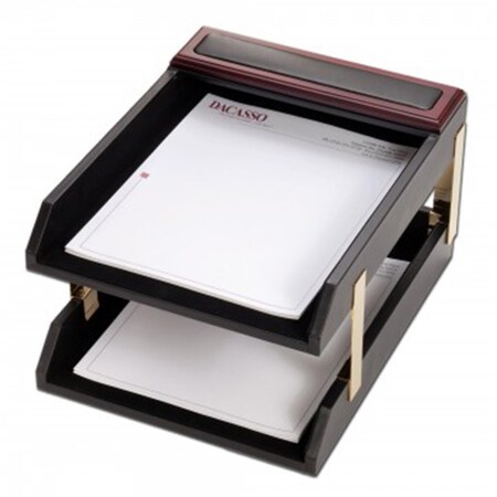 Eva-Dry/Momentum Sales & Mktg Dacasso Leather Double Letter Trays - Rosewood a8020